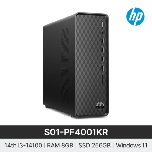 HP 데스크탑 S01-PF4001KR 슬림PC 14세대 코어 i3 8GB 256GB 정품Win11 사무용 학생용 컴퓨터